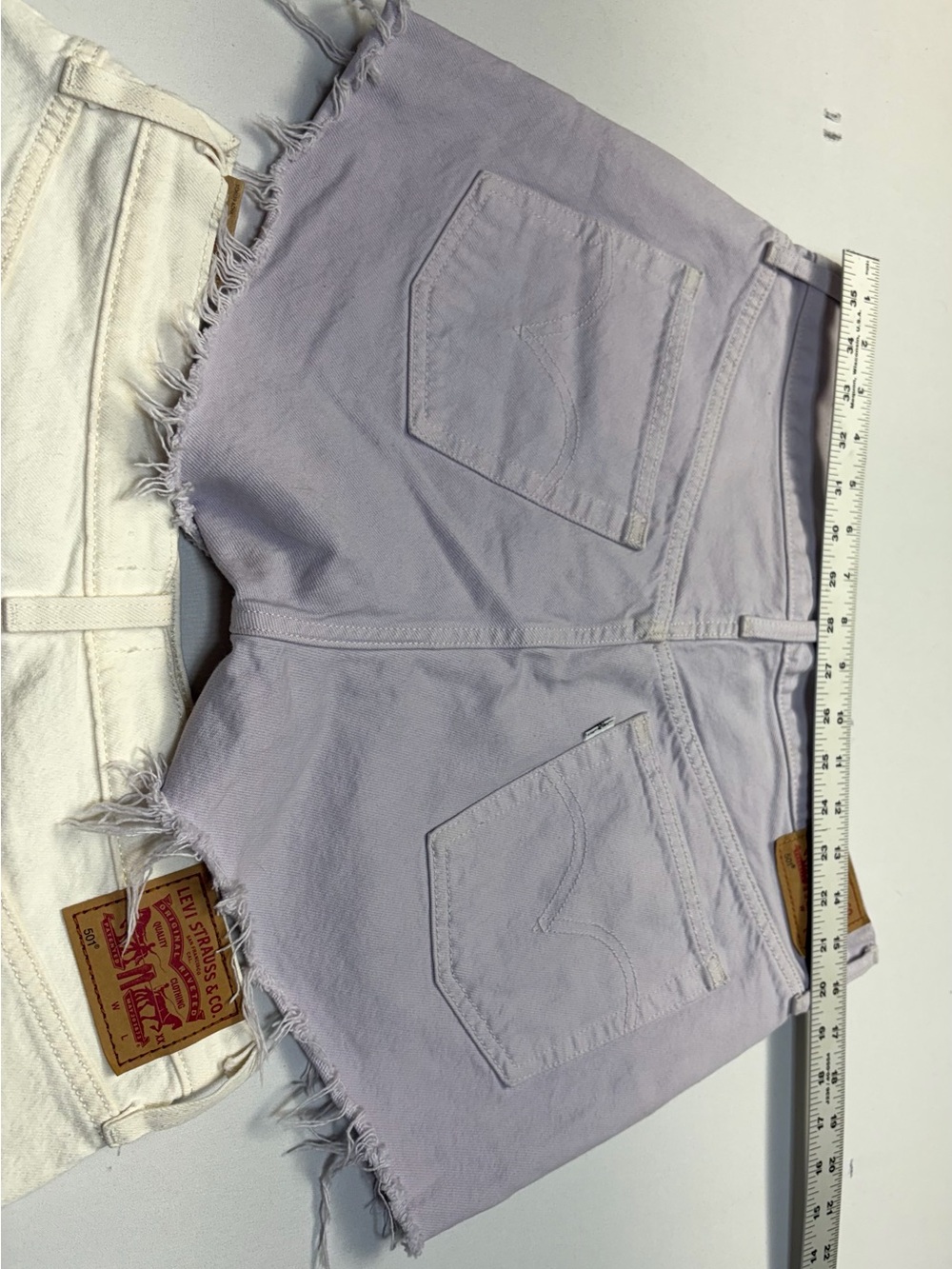 Levi’s 501 Jean shorts women size 31 off white ,blue,lavender button fly - Picture 12 of 15